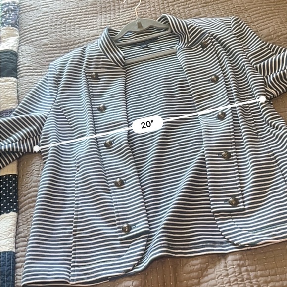 Tommy Hilfiger Navy and White Striped Military Band Jacket Nautical Size XL - Picture 12 of 13